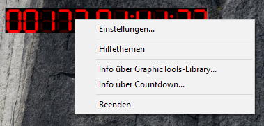 Context-Men&uuml; zum Countdown