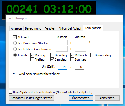 Register Task planen