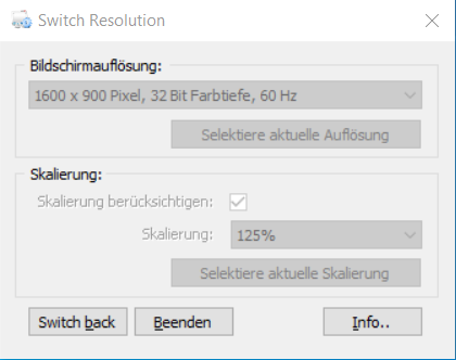 Switch Resolution aktiviert